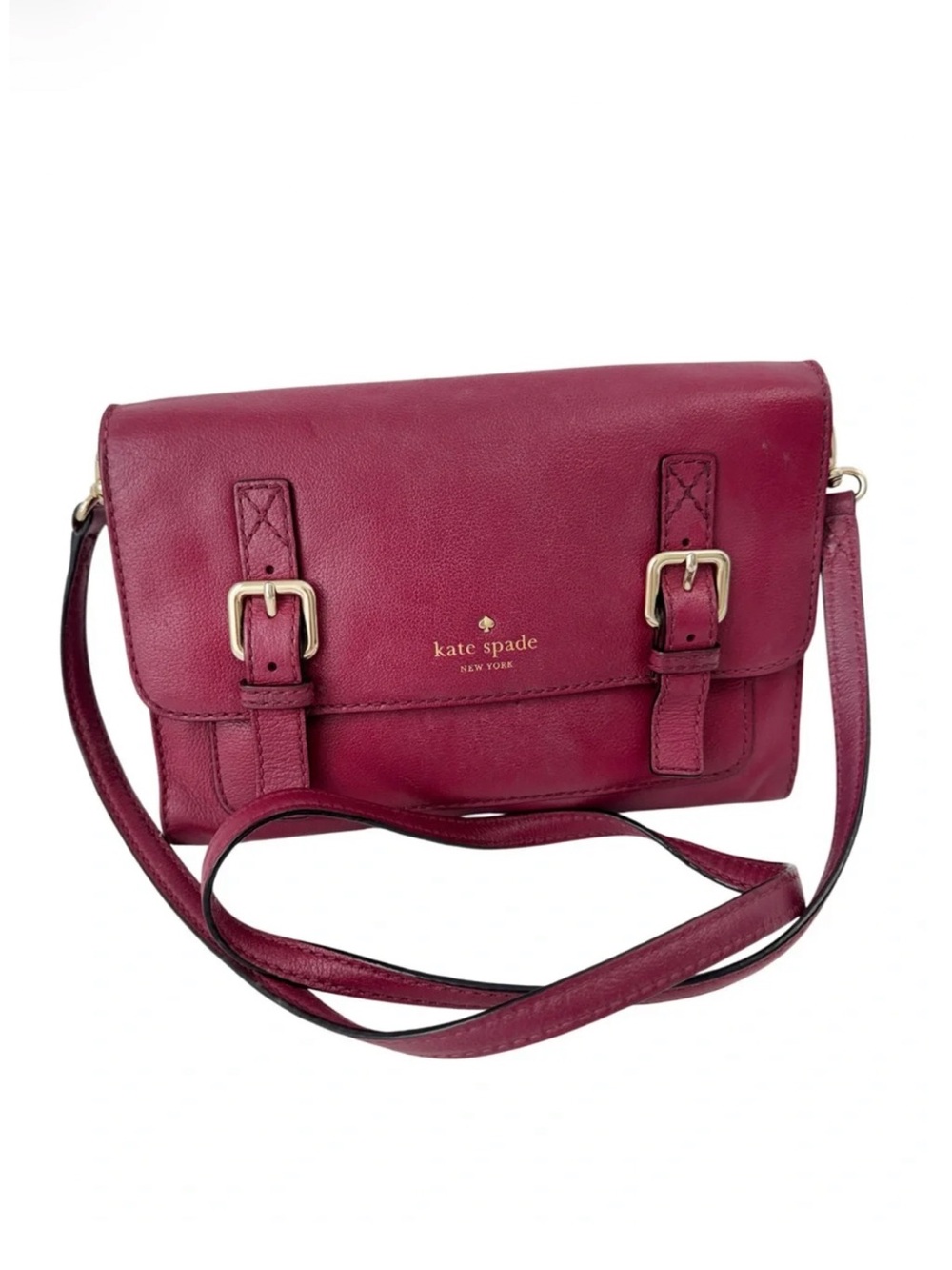 Kate Spade Crossbody Allen Street Neil Saddle Bag Pink Leather Adjustable Strap